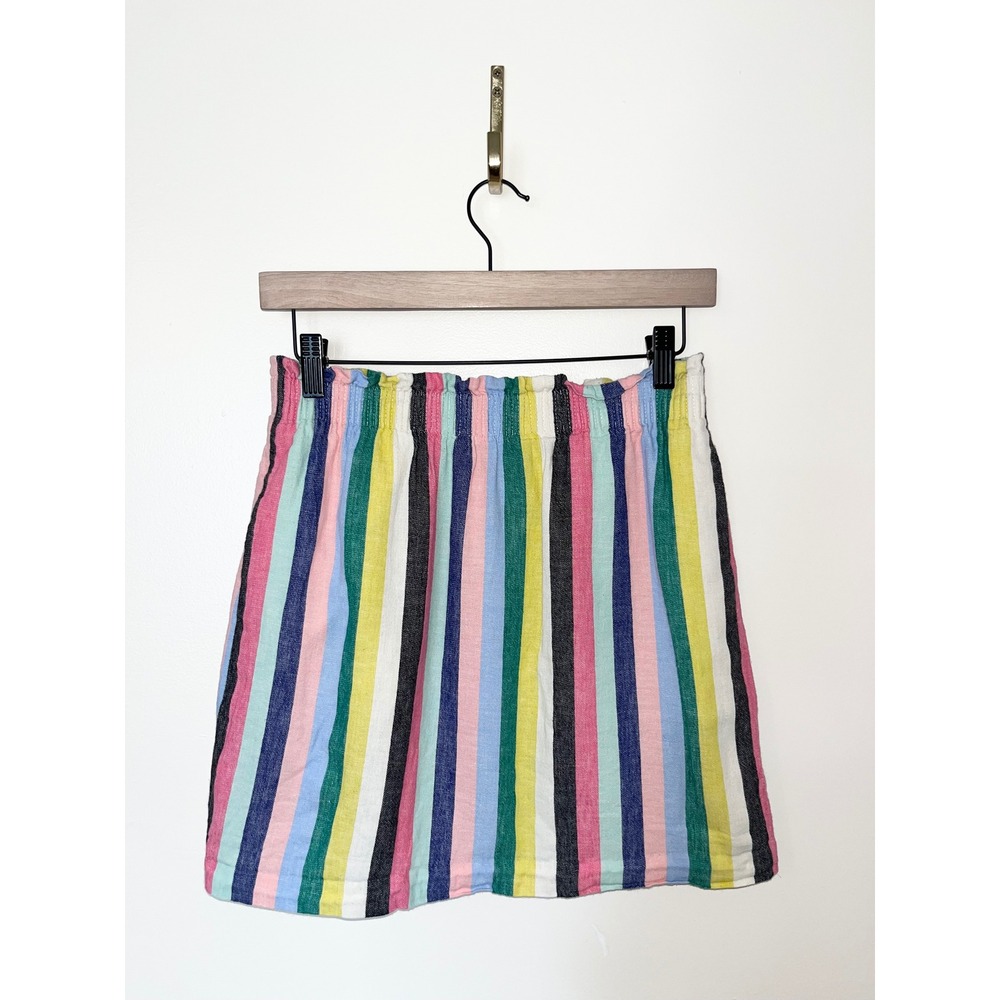 J. Crew Linen Cotton Mixed‎ Stripe Sidewalk Mini Skirt Lined with Pockets | 4